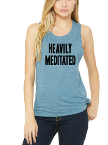 Heavily Meditated Yoga Tank - Rock Concert Crew Tee - Go OM Yourself