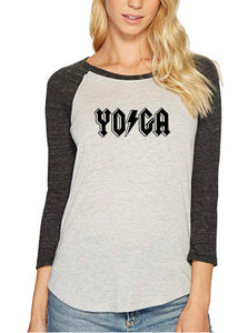 "Whole Lotta Yogi" Rock and Roll Yoga Trainer Raglan T-Shirt - Go OM Yourself