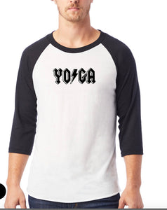 "Whole Lotta Yogi" Rock and Roll Yoga Raglan T-Shirt - Men - Go OM Yourself