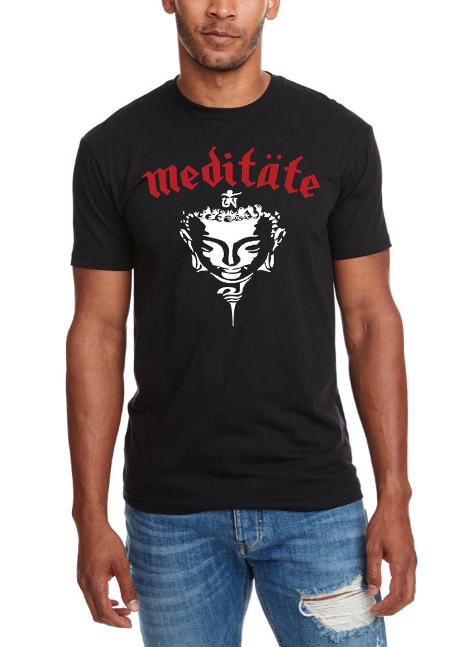 MEDITATE ROCK & ROLL YOGA CREW TEE  (PREORDERS NOW) - Go OM Yourself